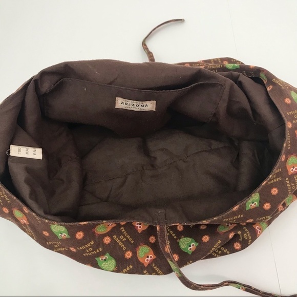 Y2K Hippie Bohemian Oversized Owl Print Canvas Fabric Tote Crossbody Book Bag - Picture 5 of 10